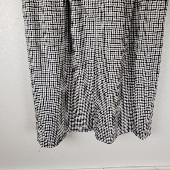 Vintage Women's Grey Black Houndstooth Linen Blend Midi Skirt Size Small - Picture 8 of 10